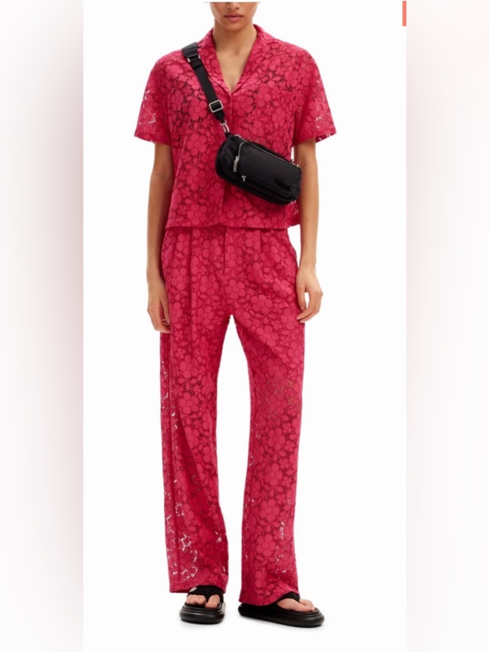 Desigual | Lace Resort Pant Set in Fuschia